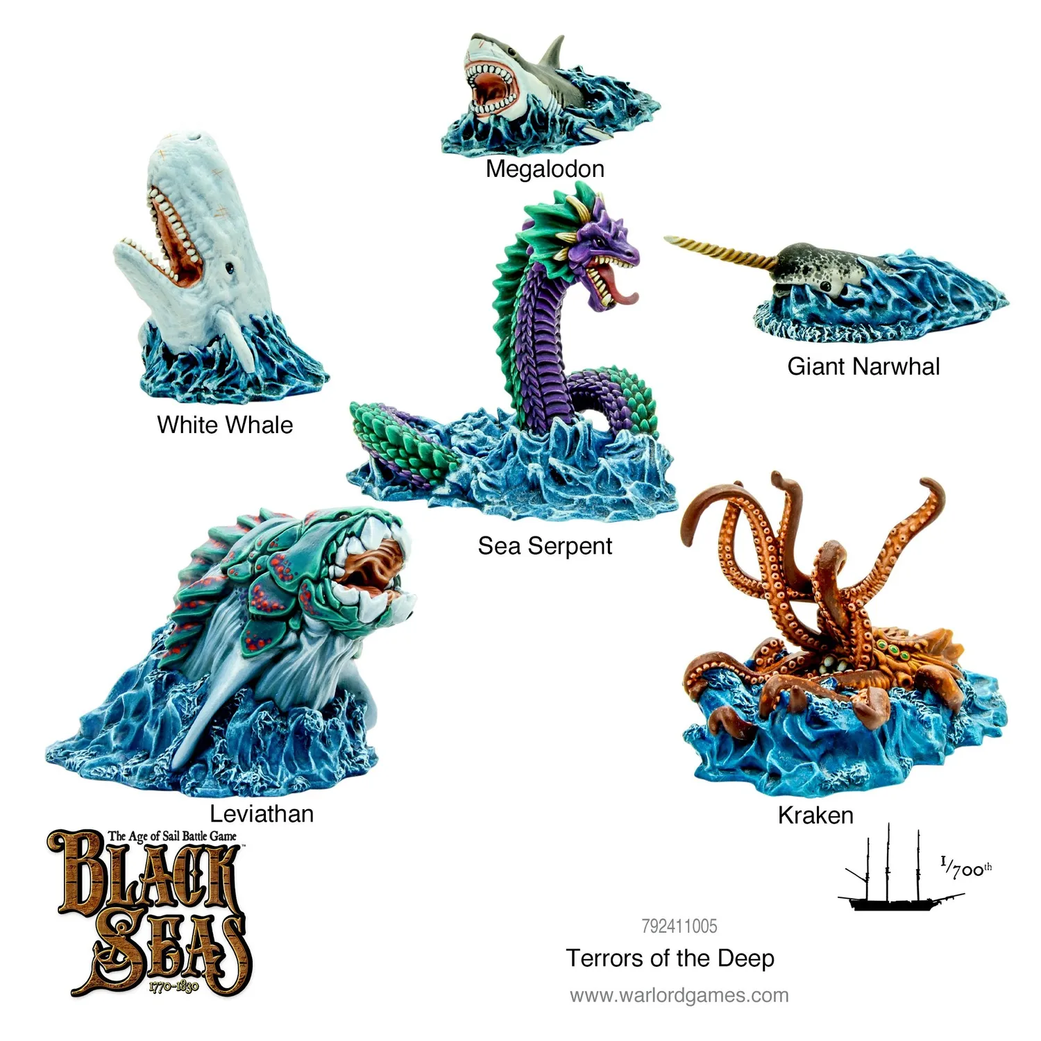 Black Seas Terrors of the Deep figurines monstres marins en résine six modèles