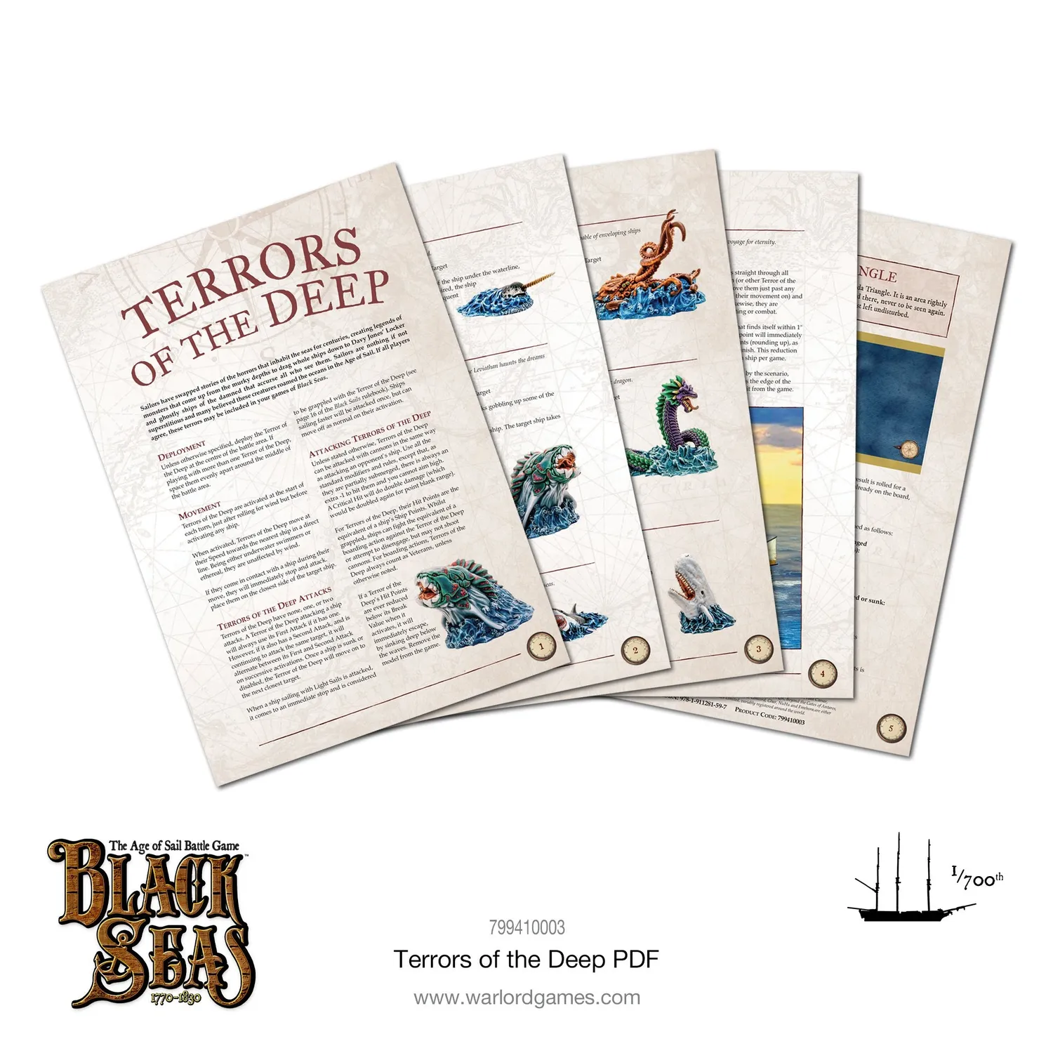 Black Seas Terrors of the Deep figurines monstres marins en résine six modèles
