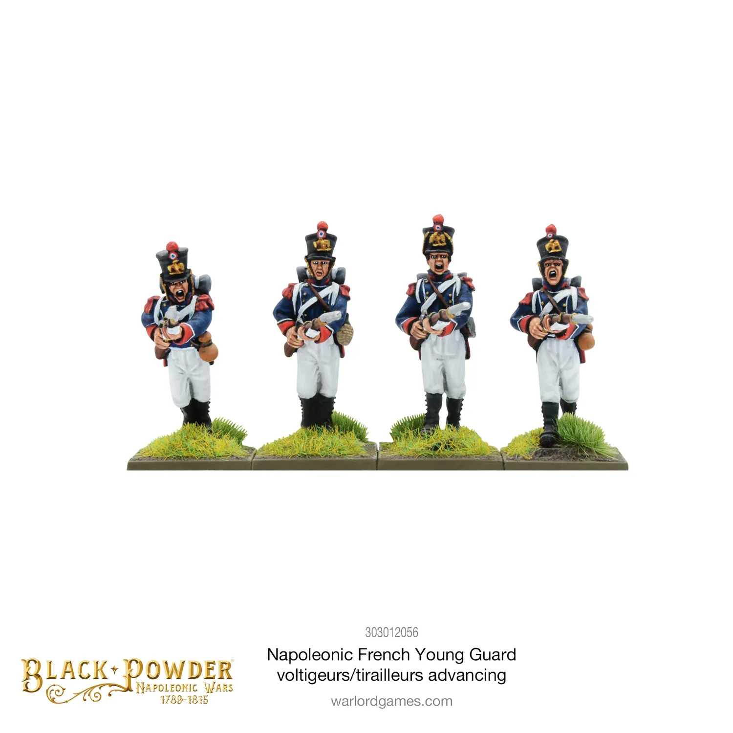 Bolt Action Napoleonic French Young Guard Voltigeurs/Tirailleurs advancing figurines métal