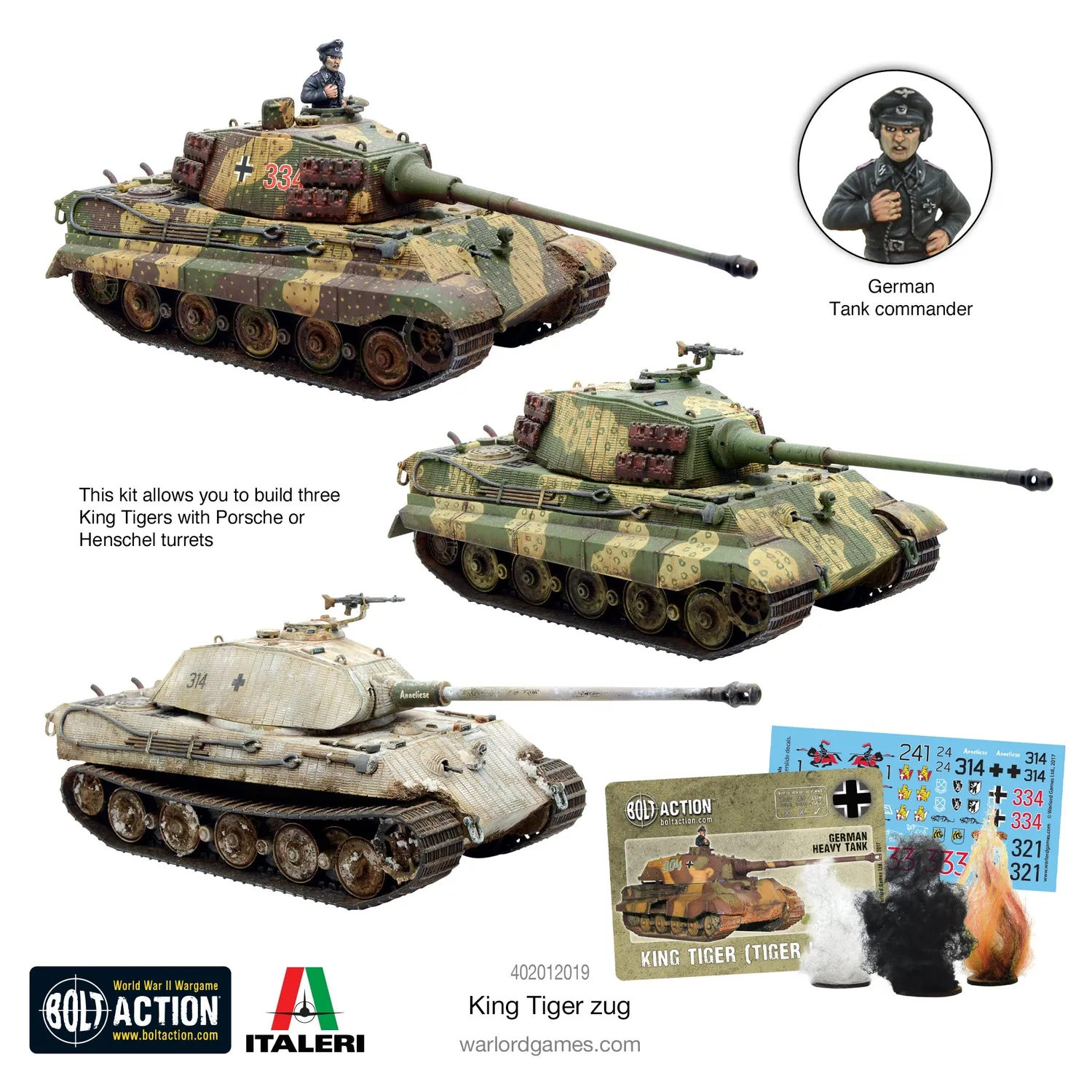 Warlord Games Bolt Action King Tiger Zug chars x3 plastique
