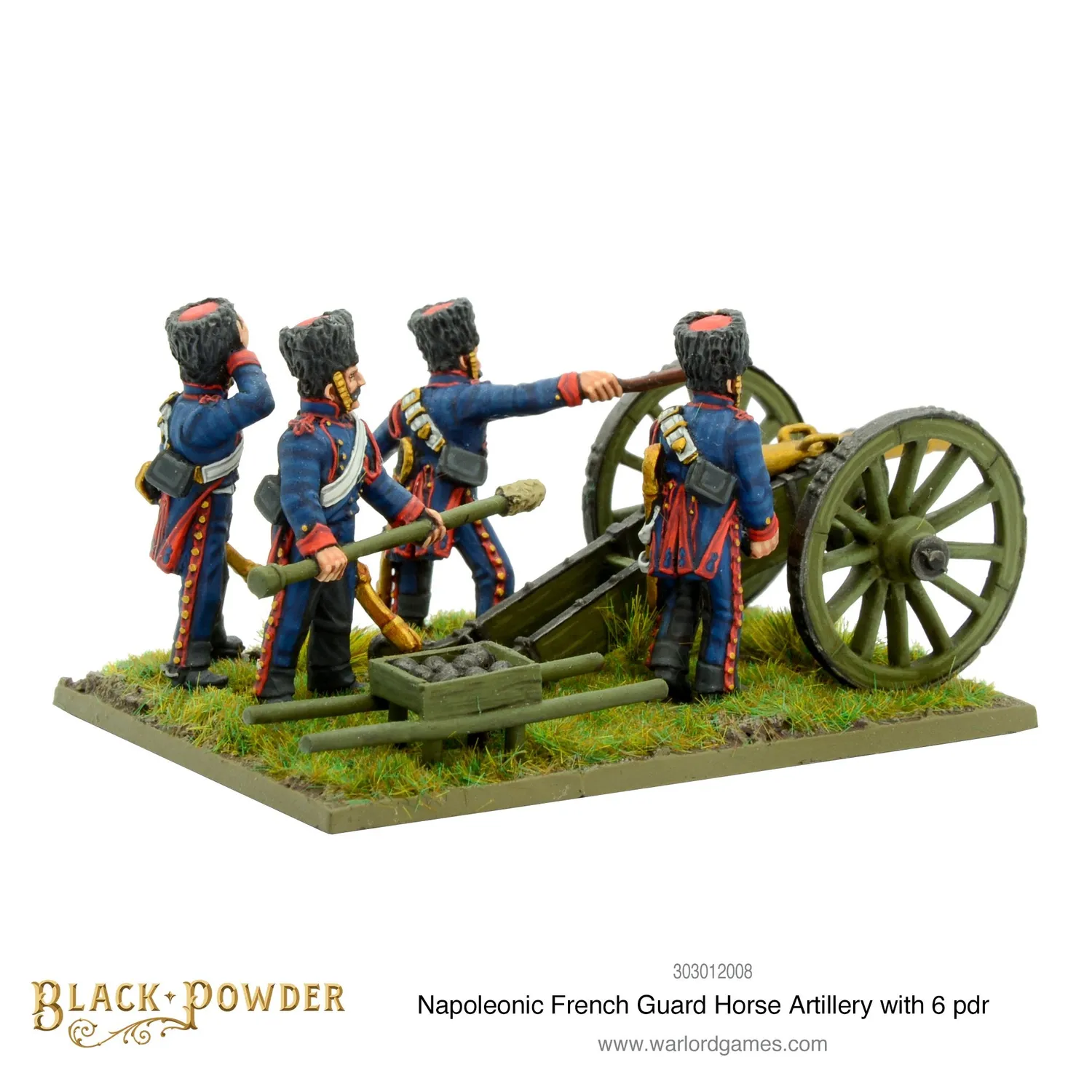 Bolt Action Black Powder Napoleonic French Guard Horse Artillery with 6 pdr canon métal