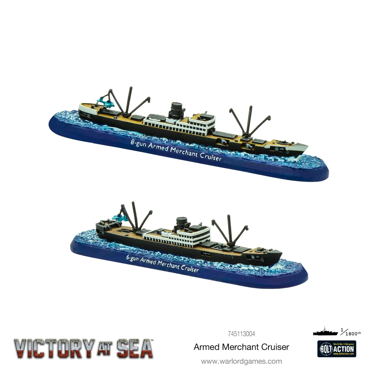 Victory at Sea Armed Merchant Cruisers navires résine x2