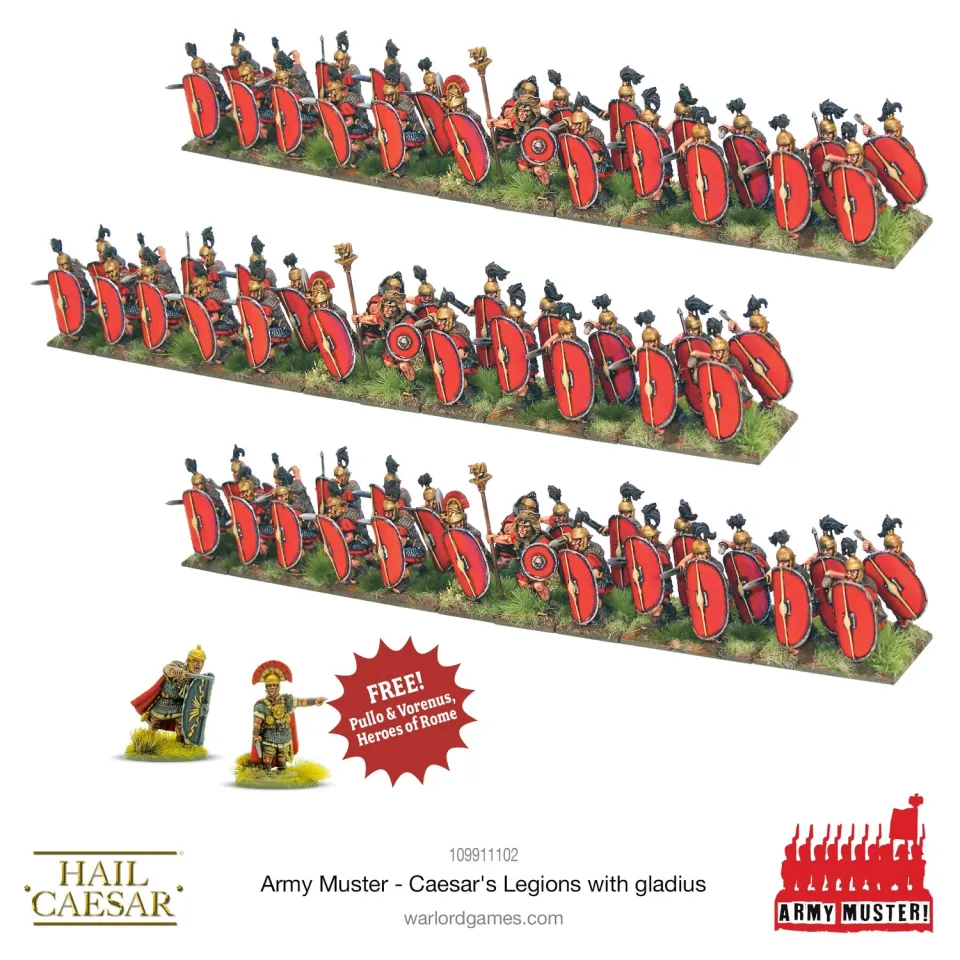 Bolt Action Hail Caesar Army Muster: Caesar's Legions With Gladius figurines romaines 72 pièces plastique