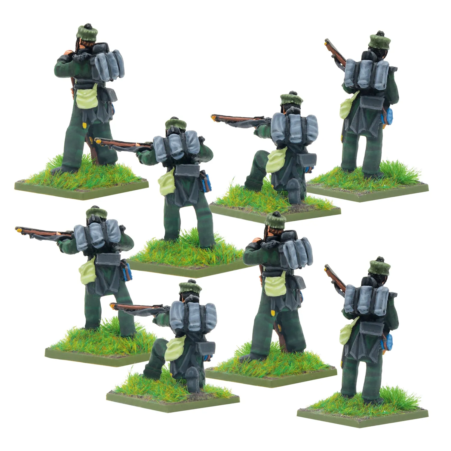Black Powder Crimean War British Rifle Brigade in forage caps figurines métal