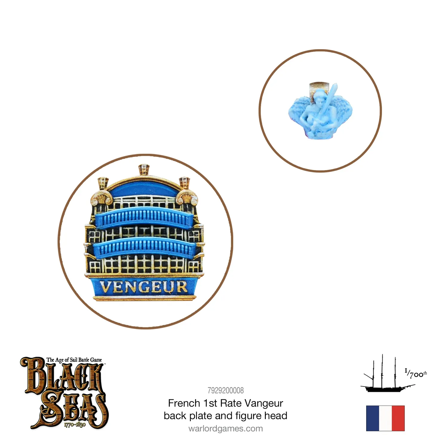 Bolt Action Black Seas 1st Rate with Vengeur back plate and figure head pièce métal