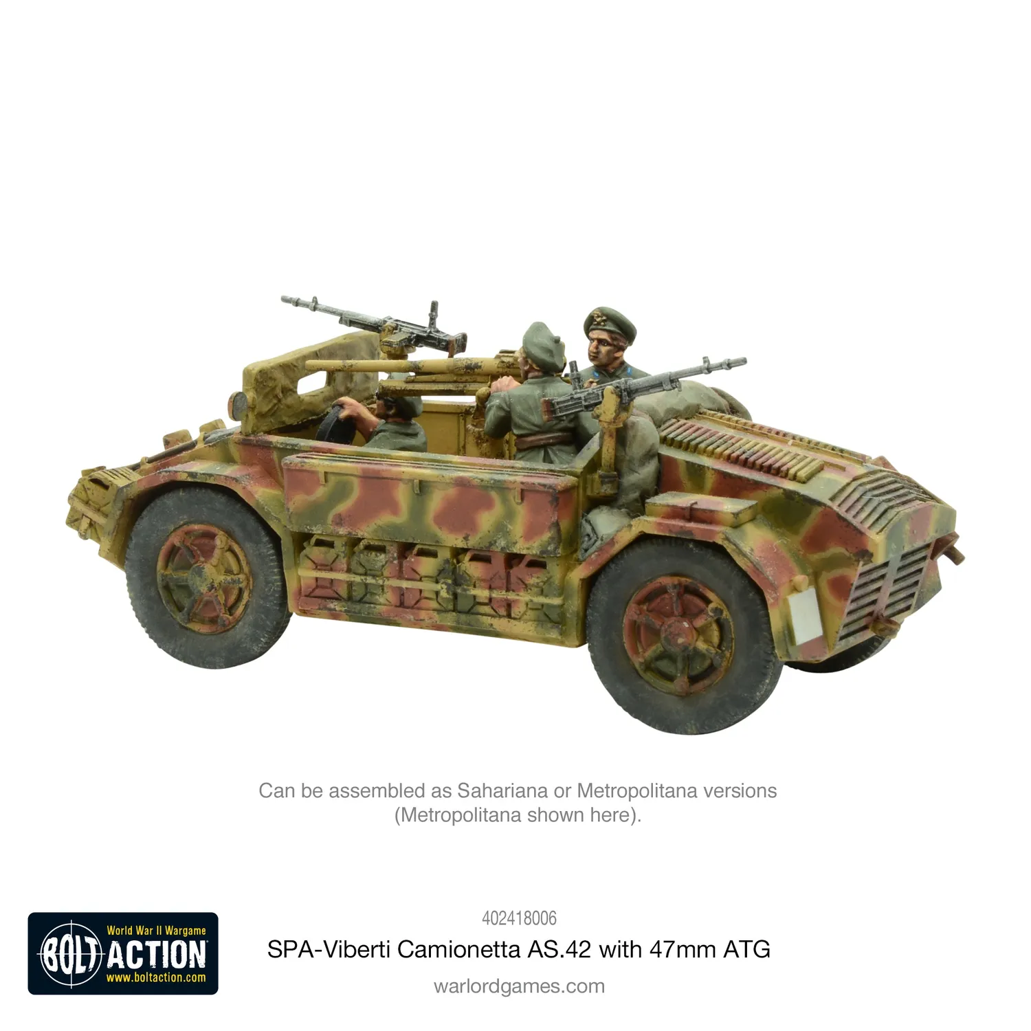 Bolt Action SPA-Viberti Camionetta AS.42 47mm véhicule résine