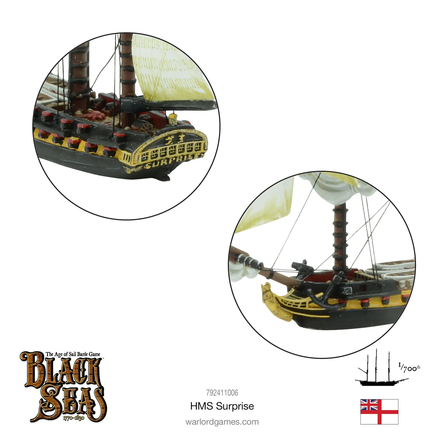 Bolt Action Black Seas HMS Surprise navire miniature