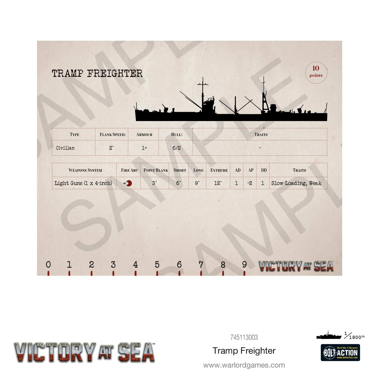Warlord Games Victory at Sea Tramp Freighter navire résine convoy