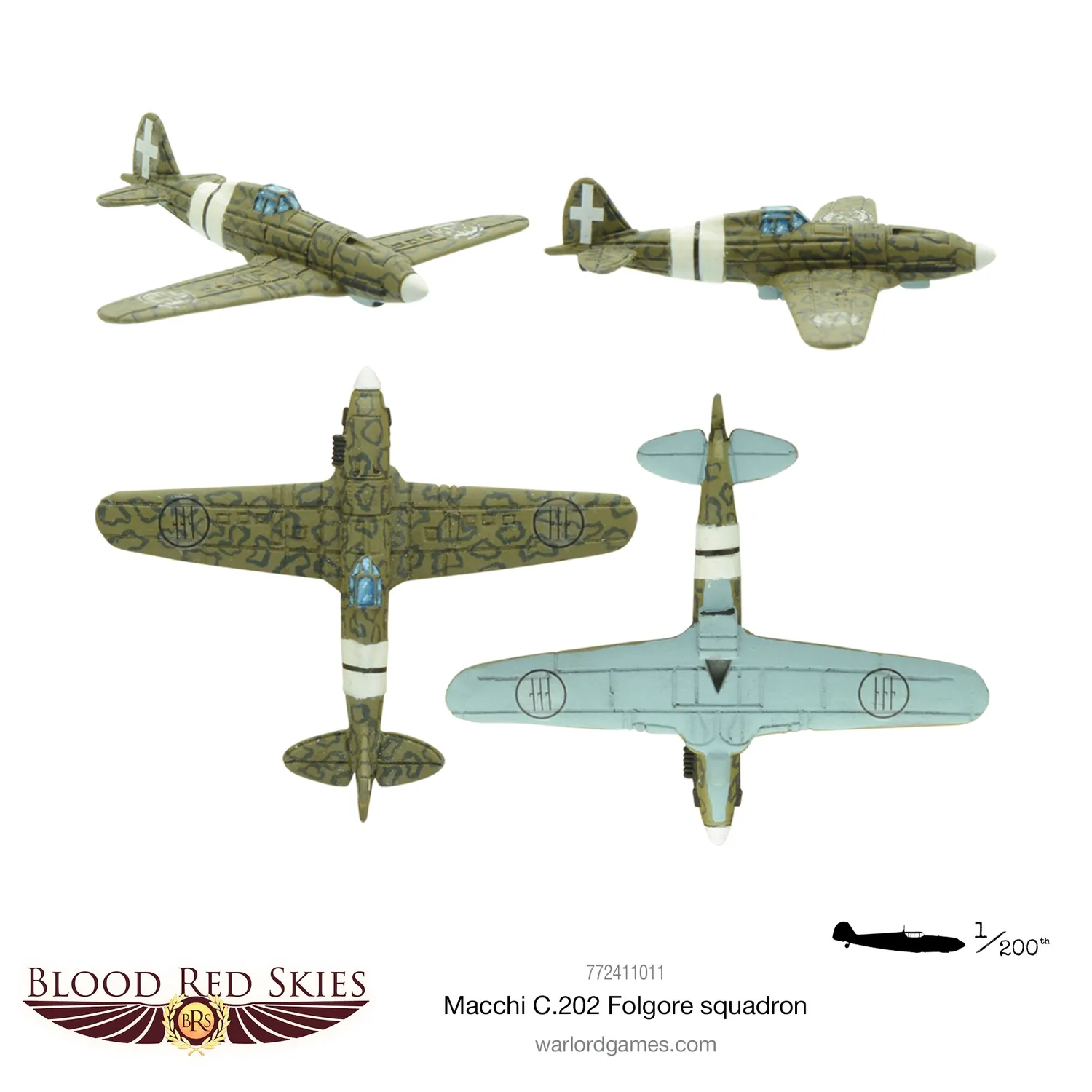 Bolt Action Blood Red Skies Macchi C.202 Folgore escadrille 6 avions résine