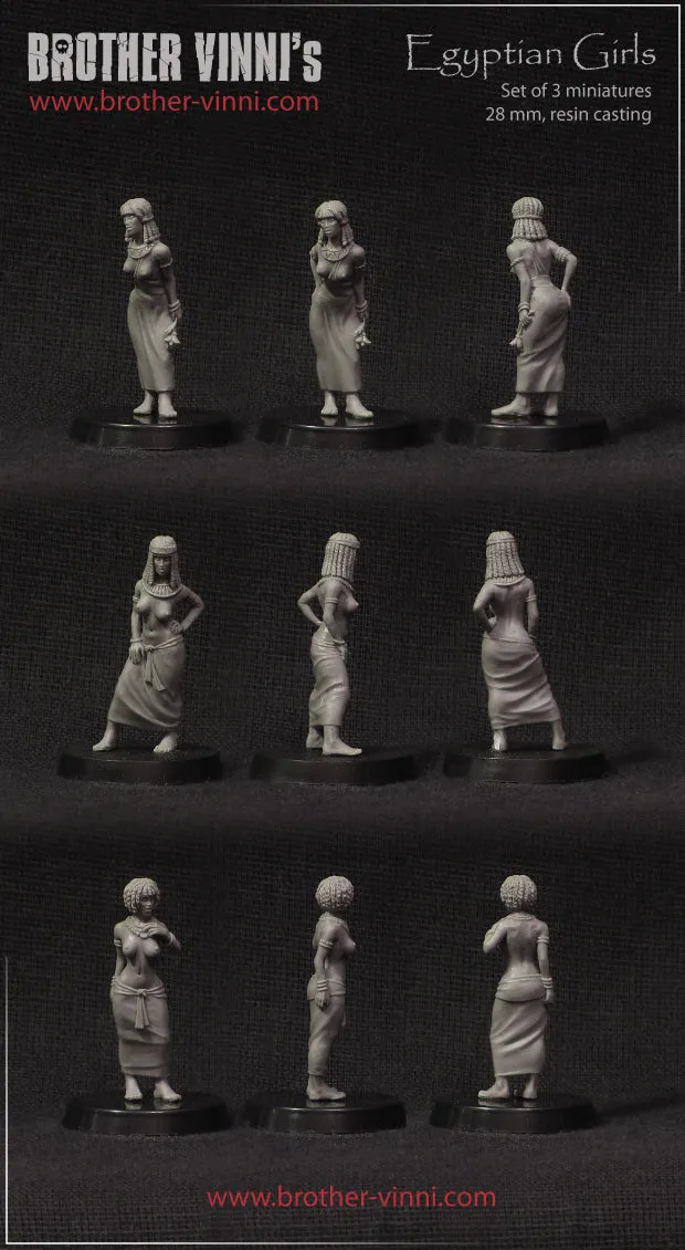 BROTHER VINNI Egyptian Girls figurines résine 28 mm lot de 3