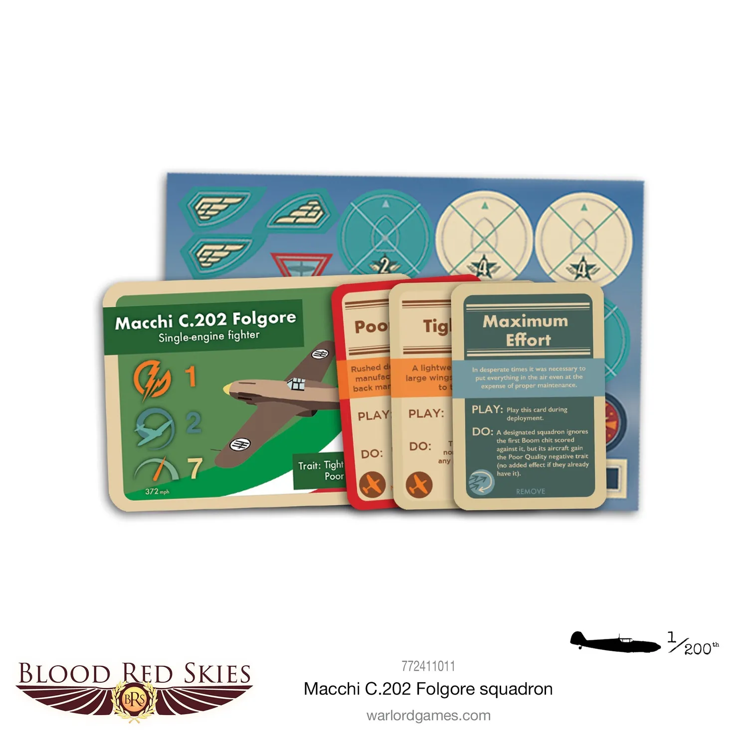 Bolt Action Blood Red Skies Macchi C.202 Folgore escadrille 6 avions résine