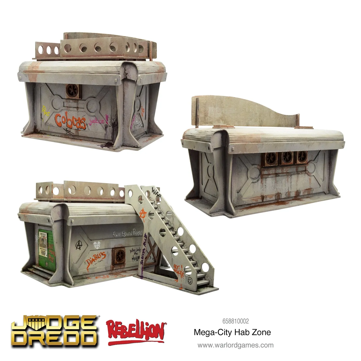 Bolt Action Mega-City Hab Zone décor MDF x3