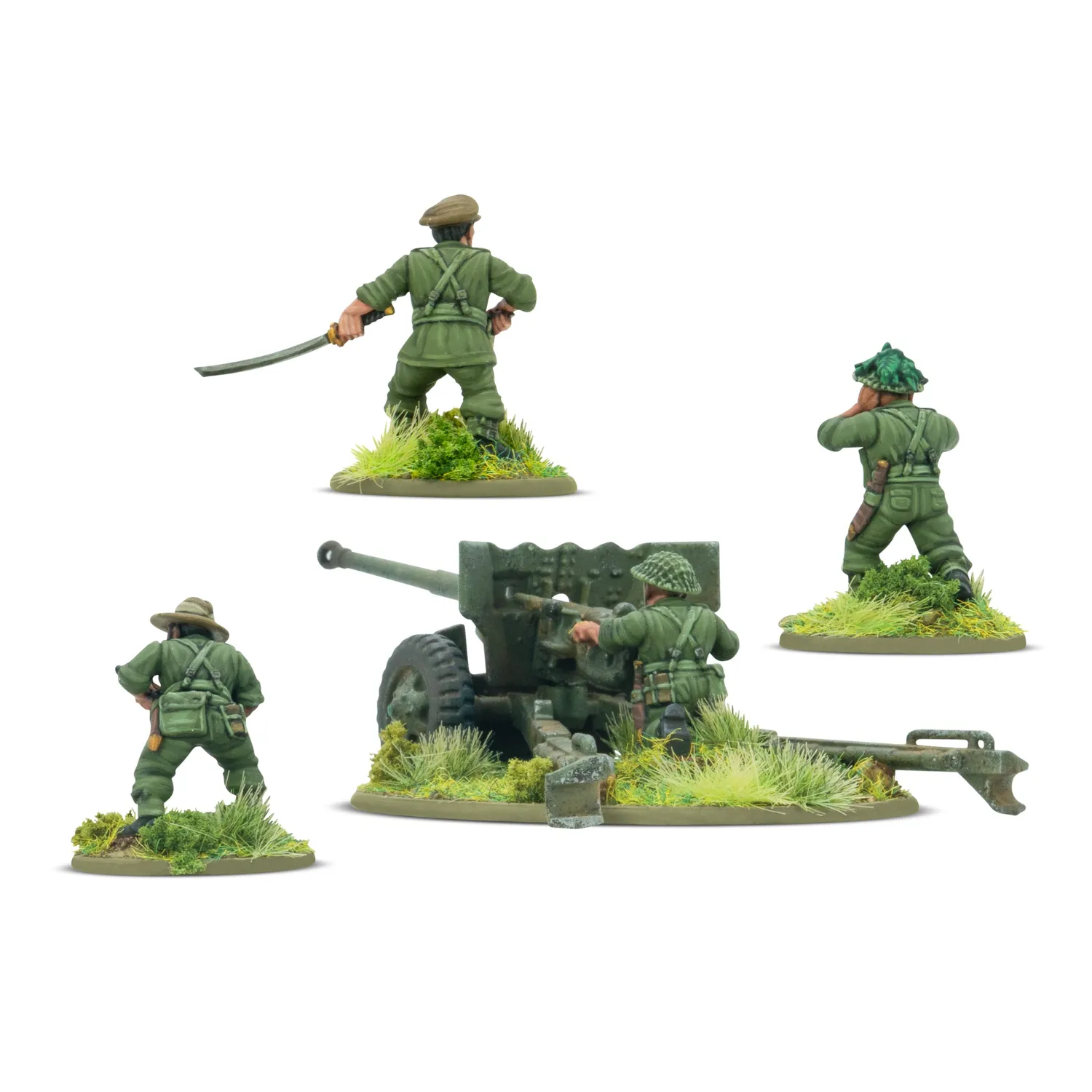 Bolt Action Gurkha 6-pounder canon antichar servants résine x4