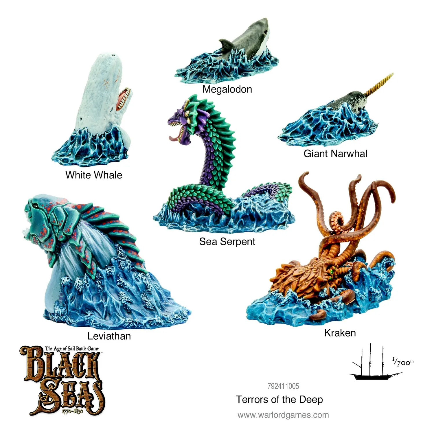 Black Seas Terrors of the Deep figurines monstres marins en résine six modèles