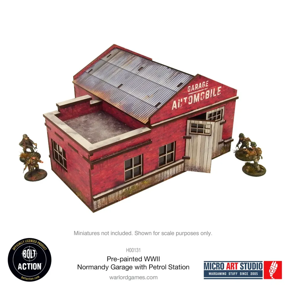 Bolt Action WW2 Normandy Garage with Petrol Station garage prépeint
