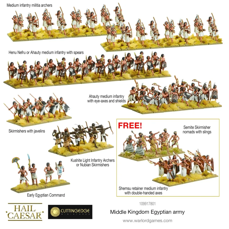 Bolt Action Hail Caesar Middle Kingdom Egyptians armée égyptienne 108 fantassins