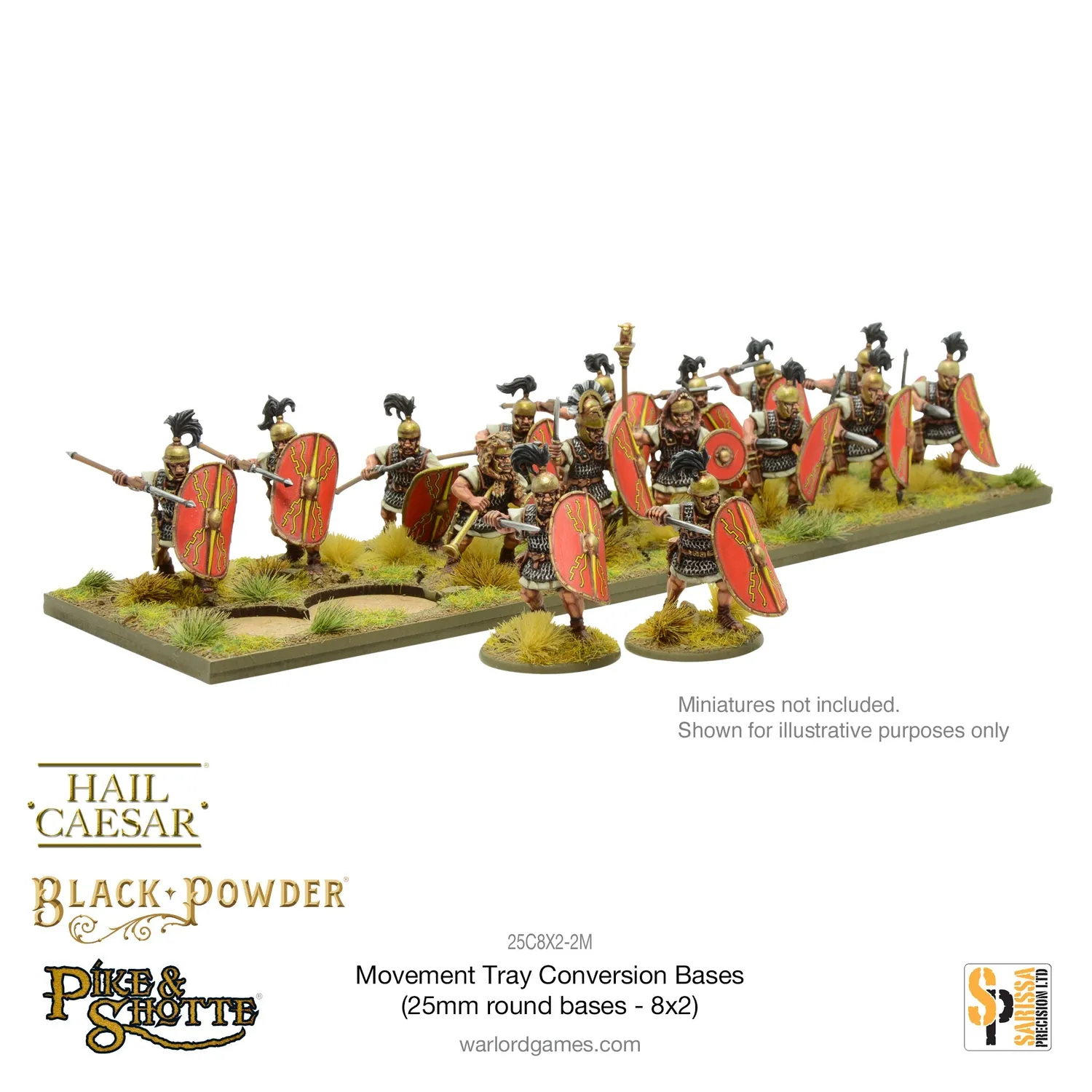 Bolt Action Bases Movement Tray 25mm plateau 8x2 MDF