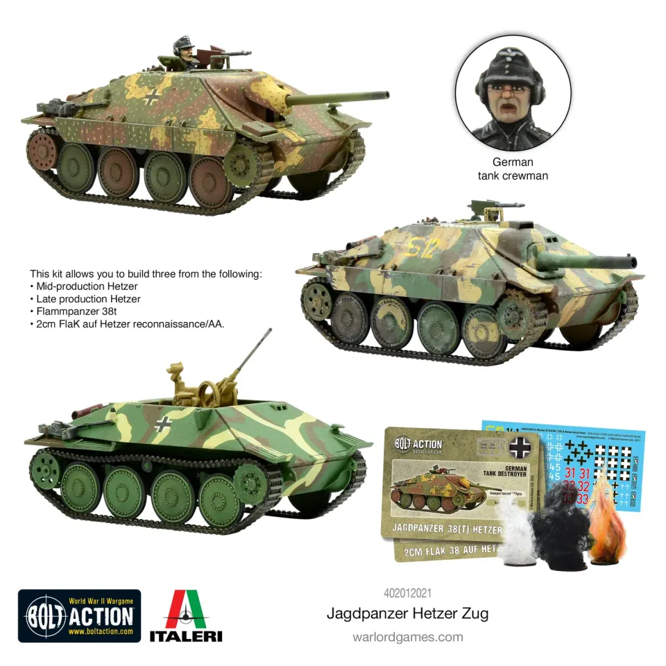 Bolt Action Jagdpanzer Hetzer Zug kit char plastique x3