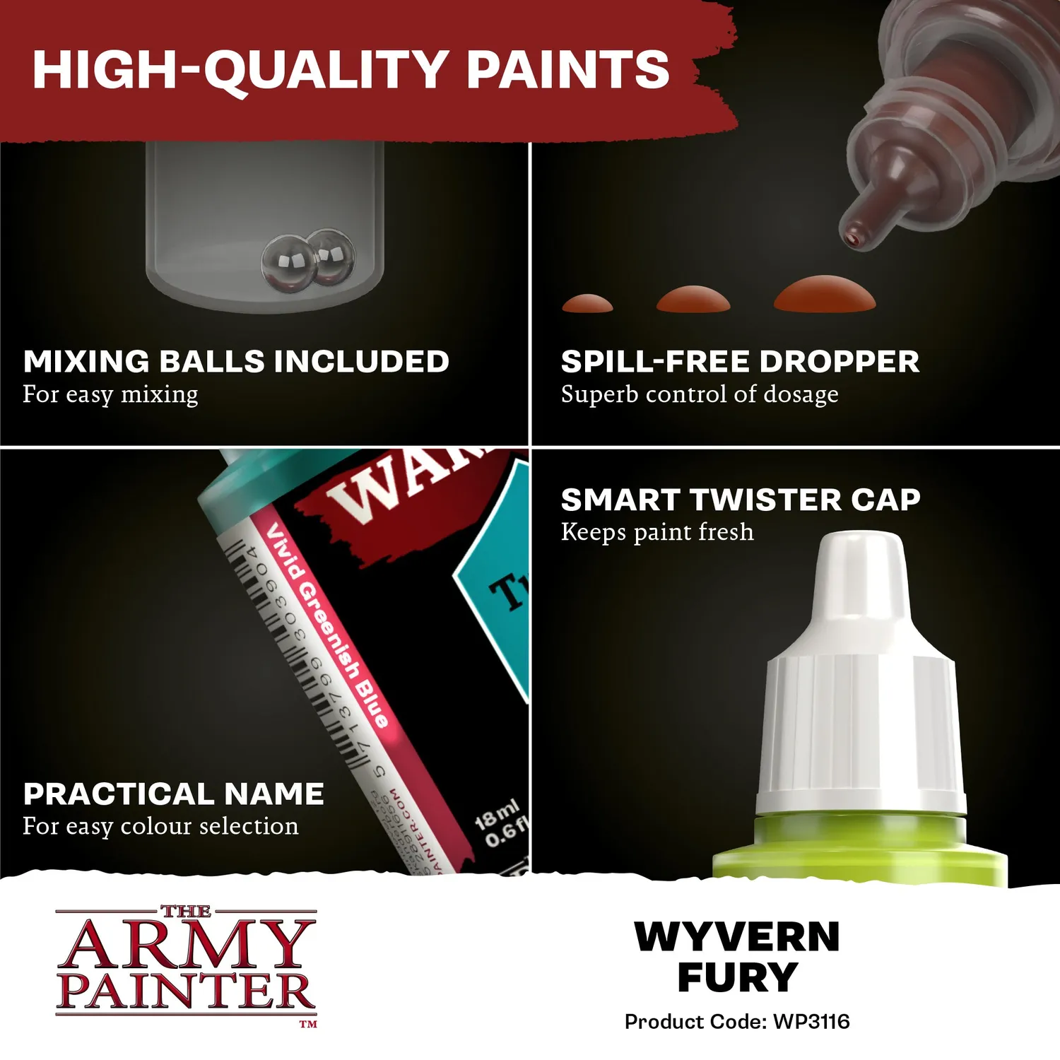 Army Painter Warpaints Fanatic Wyvern Fury peinture rouge 18 ml couvrante