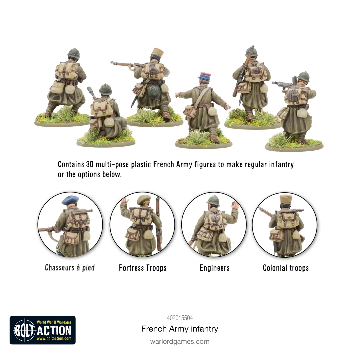 Bolt Action Armée Française infanterie boîte 30 figurines