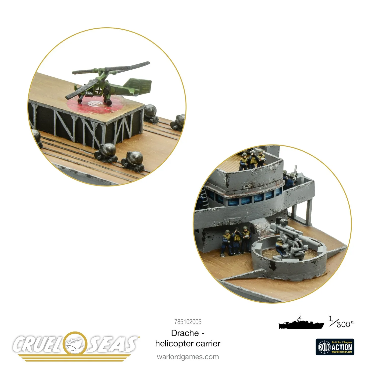 Bolt Action Cruel Seas Drache porte-hélicoptères résine