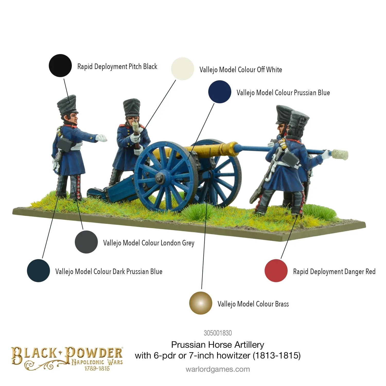 Bolt Action Black Powder artillerie à cheval prussienne 6-pdr figurines métal