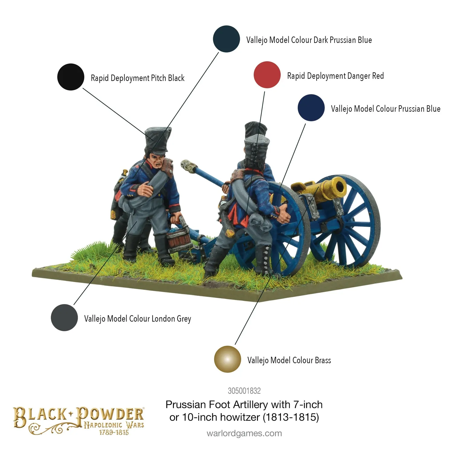 Bolt Action Napoleonic Prussian Foot Artillery with 7 or 10-inch Howitzer canon métal